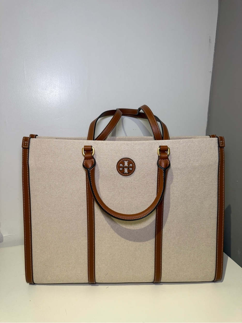 Tory Burch Blake Jumbo Tote Bag Canvas Leather